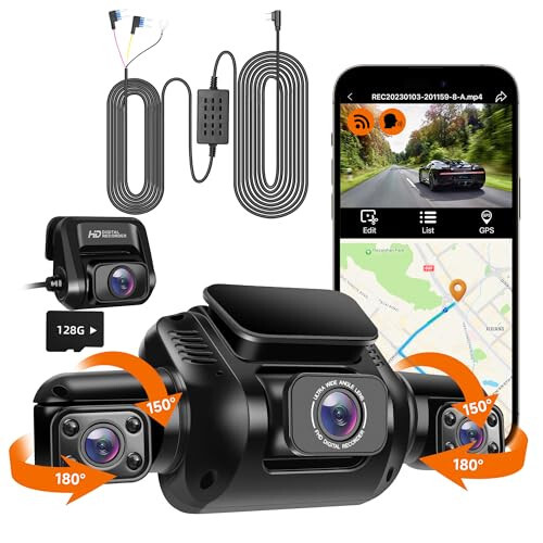 HUPEJOS V8 Ön ve Arka Dash Cam 11.5ft Tip-C Sabit Bağlantı Kitiyle - 1