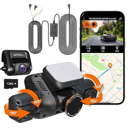 HUPEJOS V8Plus Dash Camera with 11.5ft Type-C Hardwire Kit - 1