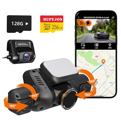 HUPEJOS V8Plus Dash Camera with 256GB Memory Card - 1