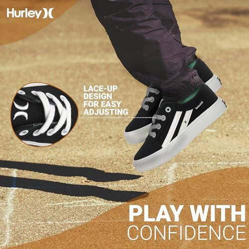 Hurley Boardy Kids Bağcıklı Tuval Spor Ayakkabıları - Düşük Kesim Kaykay Ayakkabıları Çocuklar İçin, Erkek ve Kız Çocukları İçin Spor Ayakkabıları - 2