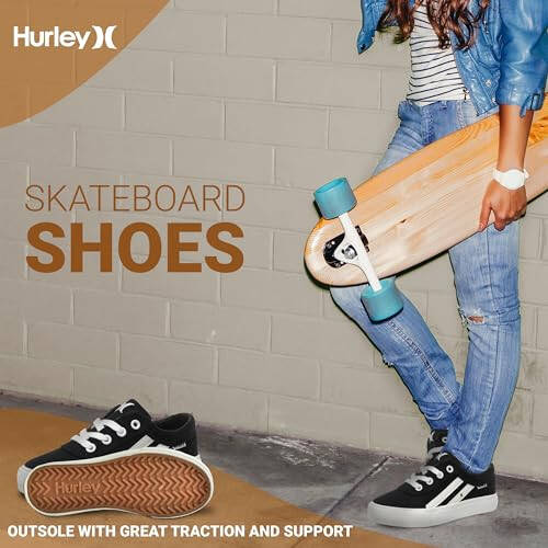 Hurley Boardy Kids Bağcıklı Tuval Spor Ayakkabıları - Düşük Kesim Kaykay Ayakkabıları Çocuklar İçin, Erkek ve Kız Çocukları İçin Spor Ayakkabıları - 4