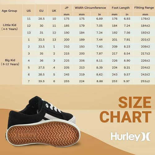 Hurley Boardy Kids Bağcıklı Tuval Spor Ayakkabıları - Düşük Kesim Kaykay Ayakkabıları Çocuklar İçin, Erkek ve Kız Çocukları İçin Spor Ayakkabıları - 6