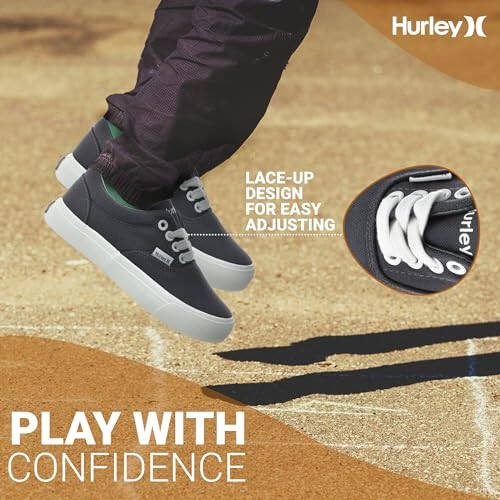 Hurley Marley Kids Lace Up Canvas Sneakers – Low Cut Skateboarding Shoes for Kids, Sports Shoes for Boys and Girls - 2