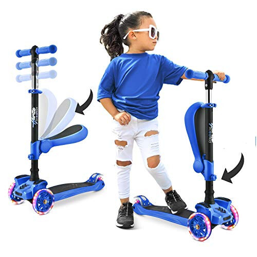 Hurtle 3-Wheeled Scooter for Kids - Wheel LED Lights, Adjustable Lean-to-Steer Handlebar, and Foldable Seat - Sit or Stand Ride with Brake for Boys and Girls Ages 1-14 Years Old - 13