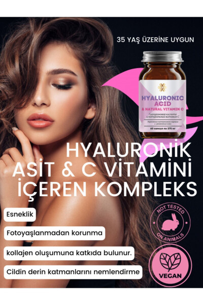 Hyaluronic Acid & Natural Vitamin C - Anti-Aging Collagen Production Supporting Food Supplement - 1