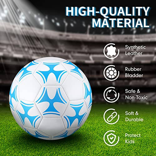 HyDren 12 Packs Soccer Ball with Pump Official Size Soccer Ball for Indoor Outside Game Training Practice Back to School Sport Gift for Kids Teens Adults(Fresh Color, Size 5) - 4