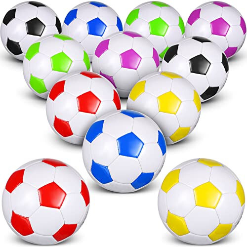 HyDren 12 Packs Soccer Ball with Pump Official Size Soccer Ball for Indoor Outside Game Training Practice Back to School Sport Gift for Kids Teens Adults(Multi Color, Size 5) - 1