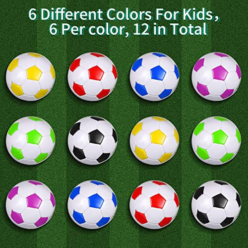 HyDren 12 Packs Soccer Ball with Pump Official Size Soccer Ball for Indoor Outside Game Training Practice Back to School Sport Gift for Kids Teens Adults(Multi Color, Size 5) - 4