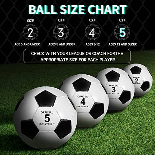 HyDren 12 Packs Soccer Ball with Pump Official Size Soccer Ball for Indoor Outside Game Training Practice Back to School Sport Gift for Kids Teens Adults(Multi Color, Size 5) - 5