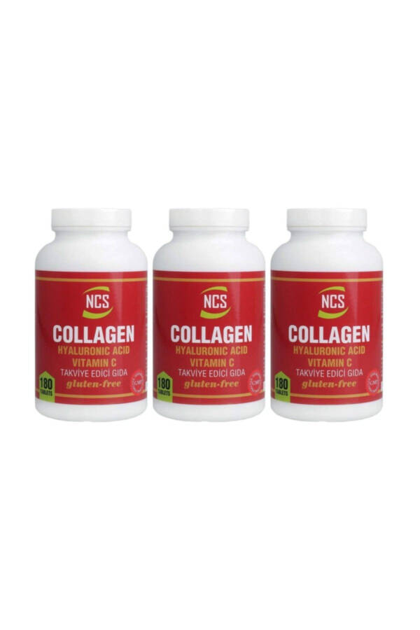 Hydrolyzed Collagen 180 Tablets Hyaluronic Acid Vitamin C X 3 Pack - 1