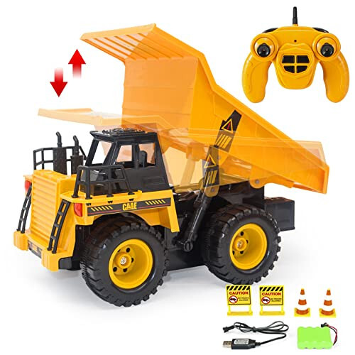 HYG Oyuncaklar RC Kamyon Dumper 1:22 Ölçekli Uzaktan Kumandalı İnşaat Aracı Oyuncakları 4 5 6 7 8 Yaşındaki Çocuklar Bebekler Erkekler Kızlar İçin, Şarj Edilebilir Pil ile 4 Tekerlekli Sürücü Kamyon Oyuncakları - 1