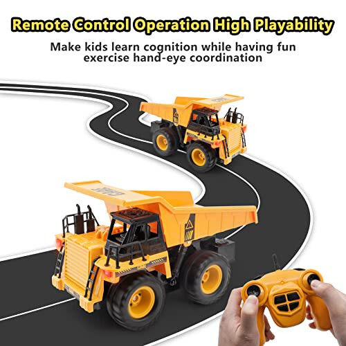 HYG Oyuncaklar RC Kamyon Dumper 1:22 Ölçekli Uzaktan Kumandalı İnşaat Aracı Oyuncakları 4 5 6 7 8 Yaşındaki Çocuklar Bebekler Erkekler Kızlar İçin, Şarj Edilebilir Pil ile 4 Tekerlekli Sürücü Kamyon Oyuncakları - 3