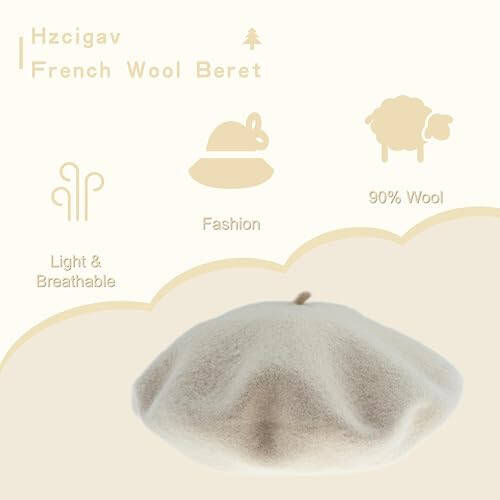 Hzcigav French Wool Beret Hats for Women and Girls, Vintage, Stylish Colorful Knit Warm hat, Women's Beret - 27