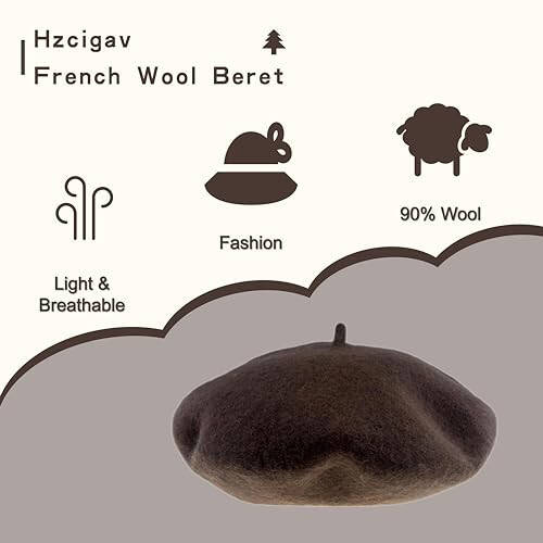 Hzcigav French Wool Beret Hats for Women and Girls, Vintage, Stylish Colorful Knit Warm hat, Women's Beret - 21