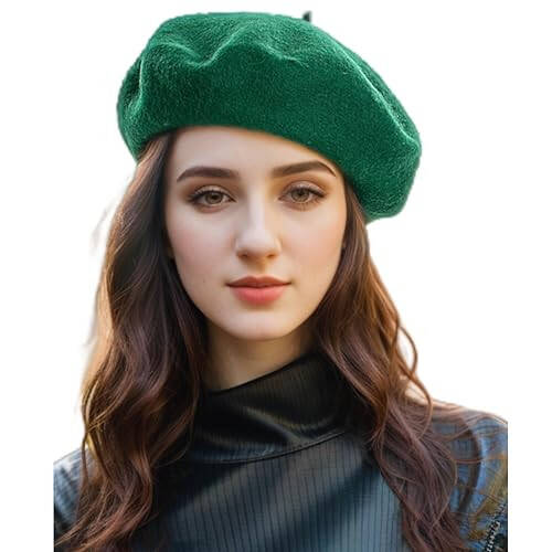 Hzcigav French Wool Beret Hats for Women and Girls, Vintage, Stylish Colorful Knit Warm hat, Women's Beret - 14