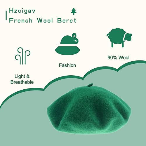 Hzcigav French Wool Beret Hats for Women and Girls, Vintage, Stylish Colorful Knit Warm hat, Women's Beret - 15