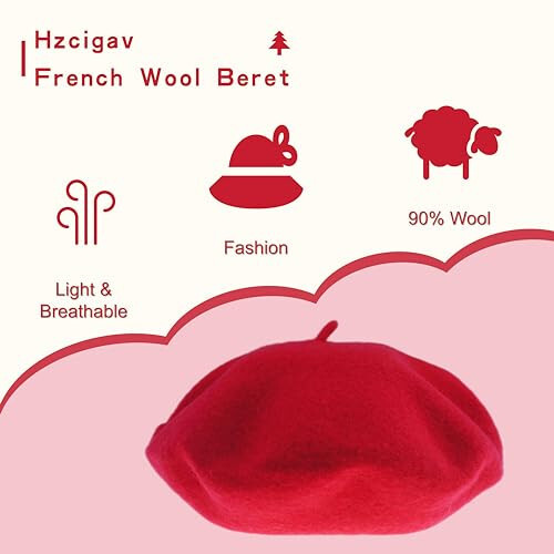 Hzcigav French Wool Beret Hats for Women and Girls, Vintage, Stylish Colorful Knit Warm hat, Women's Beret - 2