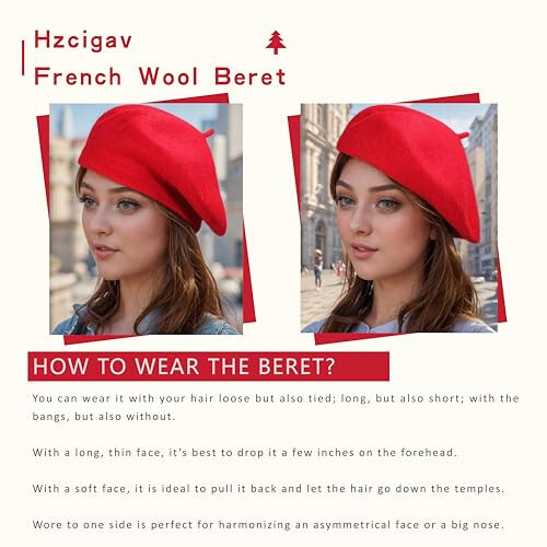 Hzcigav French Wool Beret Hats for Women and Girls, Vintage, Stylish Colorful Knit Warm hat, Women's Beret - 5