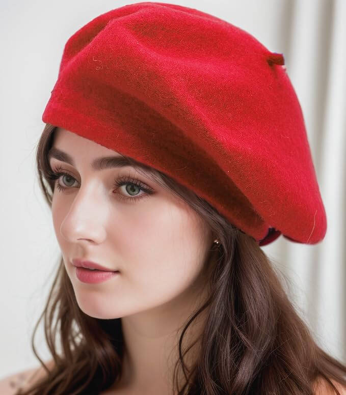 Hzcigav French Wool Beret Hats for Women and Girls, Vintage, Stylish Colorful Knit Warm hat, Women's Beret - 6