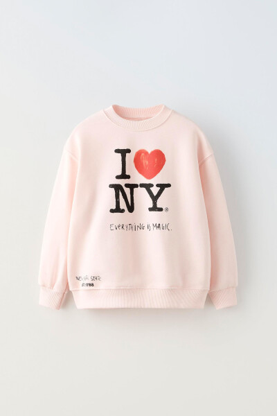 I LOVE NY ® bosilgan svitshot - Pushti - 4