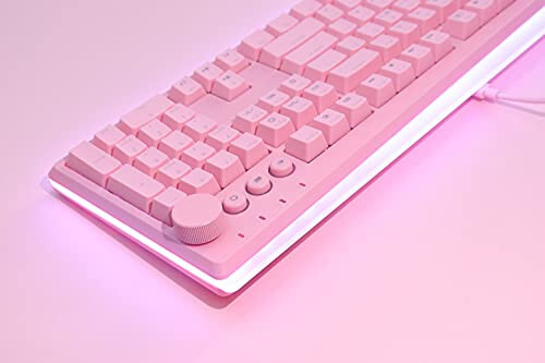 i-rocks K71M RGB Mechanical Gaming Keyboard with Media Control Knob, Gateron Switches (Red), 107 Keys w/Full NKRO, PBT Keycaps, Multimedia Hotkeys, Detachable USB-C Cable and Onboard Storage, Pink - 5