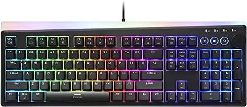 i-rocks K71M RGB Mekanik Oyun Klavyesi Medya Kontrol Düğmesiyle, Gateron Anahtarları (Kırmızı), 107 Tuşlu Tam NKRO, PBT Tuş Kapakları, Multimedya Kısayolları, Çıkarılabilir USB-C Kablosu ve Yerleşik Depolama, Siyah - 1