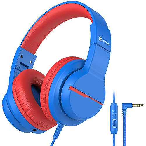 iClever Kids Headphones for School Travel, Safe Volume 85/94dB, HD Mic Stereo Sound Over-Ear Girls Boys Headphones for Kid, FunShare Foldable 3.5mm Wired Kids Headphones for iPad Computer, HS19 - 1