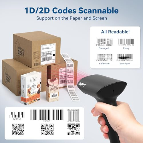 iDPRT Thermal Label Maker - SP320E Label Printer with Bluetooth Barcode Scanner 1D 2D Scanner - 7