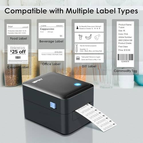 iDPRT Thermal Label Printer SP320 1D 2D Barcode Scanner 1358 with 600pcs Labels (2 Rolls of 300pcs) - 5