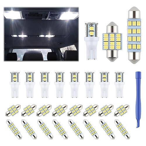 iFunyLED 24 Pieces Dome Light LED Car Interior Bulb Kit Set 194 T10 DE3175 578 31mm 42mm Bulbs Interior Replacement Lights for Car Map License Plate Door Side Marker Cornering Trunk Light - White - 1