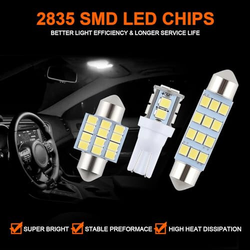 iFunyLED 24 Pieces Dome Light LED Car Interior Bulb Kit Set 194 T10 DE3175 578 31mm 42mm Bulbs Interior Replacement Lights for Car Map License Plate Door Side Marker Cornering Trunk Light - White - 5