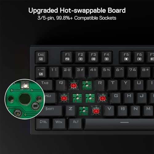 Игровая клавиатура Redragon K670 RGB с подсветкой, 104 клавиши, механическая клавиатура с горячей заменой, модернизированный разъем, тихий линейный красный переключатель - 3