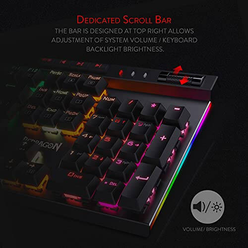 Игровая механическая клавиатура Redragon K580 VATA с RGB-подсветкой, макроклавишами и выделенными элементами управления мультимедиа, гнездом для горячей замены, встроенной записью макросов (синие переключатели) - 5