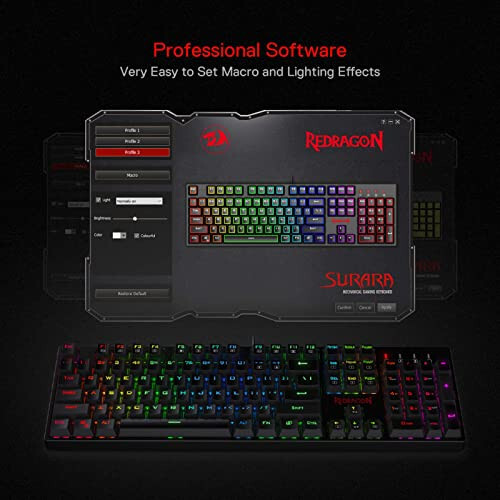 Игровая механическая клавиатура Redragon K582 SURARA с RGB-подсветкой, 104 клавишами, линейными и тихими красными переключателями - 4