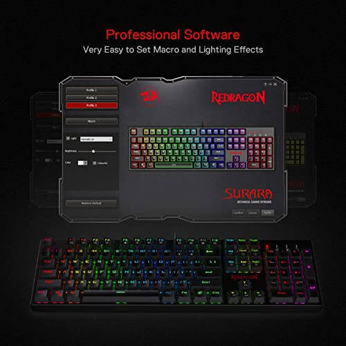 Игровая механическая клавиатура Redragon K582 SURARA с RGB-подсветкой, 104 клавишами, линейными и тихими красными переключателями - 4