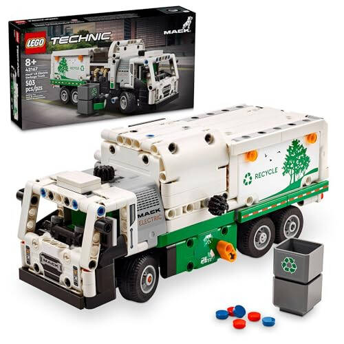 Игрушечный мусоровоз LEGO Technic Mack LR Electric, Строительный детский грузовик для ролевых игр, Отличный подарок для мальчиков, девочек и детей от 8 лет, любящих игрушки и транспортные средства для утилизации, 42167 - 1