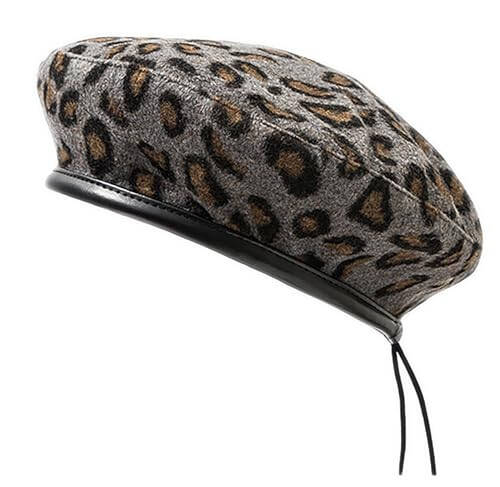 IHAUIUE Leopard Print Beret Hat Animal Cheetah Pattern French Hats PU Brim Adjustable Artist Caps for Women Lady - 8