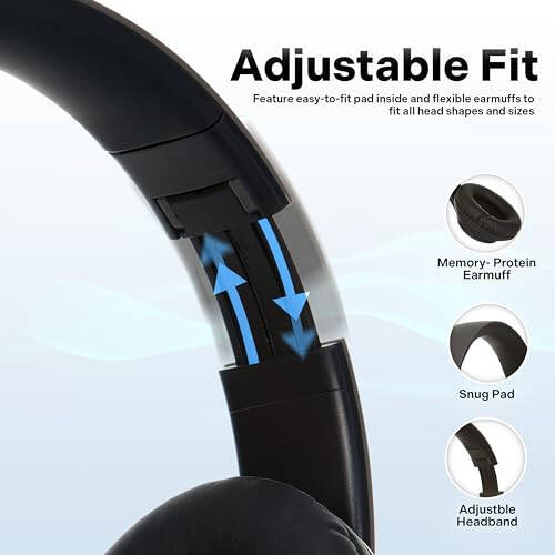 iJoy Bluetooth Headphones Over Ear, Wireless and Wired Foldable Headset Built-in Microphone, FM, Micro SD Card Slot - (Stealth) Adults Kids Men Women - Audifonos Auriculares Inalambricos - 3