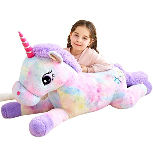 IKASA Giant Unicorn Stuffed Animal Plush Toy, Large Cute Jumbo Soft Toys, Huge Big Size Plushy Fluffy Fat Oversized Plushie, Gifts for Kids Girls Boys Girlfriend (Multicolored, 43 inches) - 7