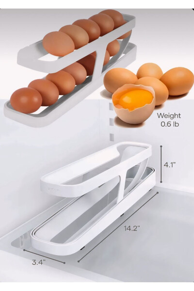 İki Katlı Pratik Özel Üretim Kullanışlı Beyaz Plastik Yeni Nesil Yumurta Standı / Buzdolabı Rafı - 5