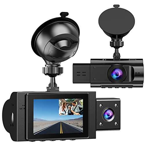 Ikkita Dash Cam Oldingi va Ichki FHD 1080P Avtomobil Kameralari Infraqizil Kechasi Ko'rish Avtomobil Kamerasi Haydovchi Yozuvchi 24 soatlik Avtoturargoh Monitori Harakatni Aniqlash G-Sensor Taksi Uber uchun - 1