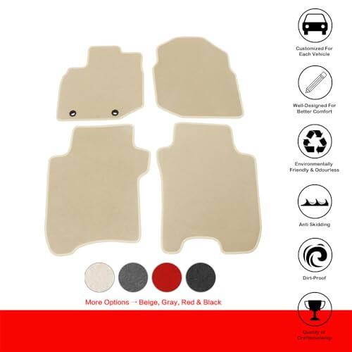 IKON MOTORSPORTS, Floor Mats Compatible with 2006-2012 Honda Fit, Factory Fitment Beige Nylon Front & Rear Car Floor Mat Liner Carpets Replacement 4PCS, 2007 2008 2009 2010 2011 - 2