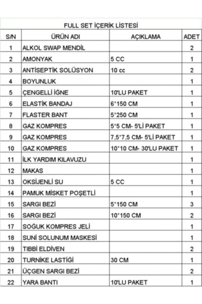 İlk Yardım Seti Çantası Organizerli Full Set - 6