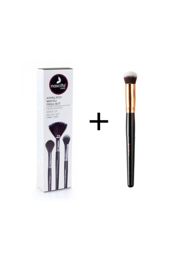 Illuminating Makeup Brush Set - 49 + Oval Shaped Concealer Brush - 136 - 1