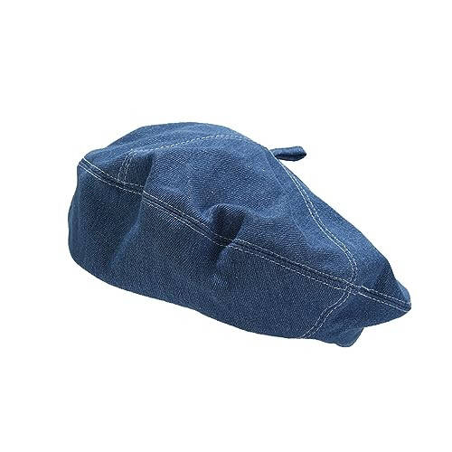 ILUFAM Denim Beret Hat for Women French Style Artist Hat Casual Beanie Cap - 1