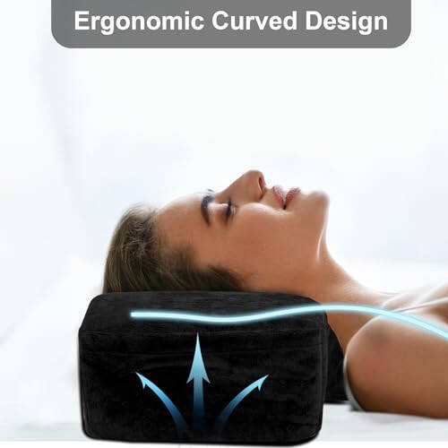 IMENE Lash Pillow for Lash Extensions - Memory Foam Lash Pillow with Neck and Back Support, Ergonomic lash bed pillow with Velvet Pillowcase and Lash Organizer Pockets （Black） - 2