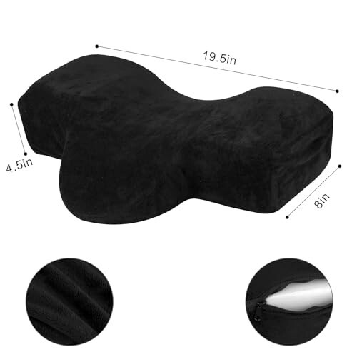 IMENE Lash Pillow for Lash Extensions - Memory Foam Lash Pillow with Neck and Back Support, Ergonomic lash bed pillow with Velvet Pillowcase and Lash Organizer Pockets （Black） - 7