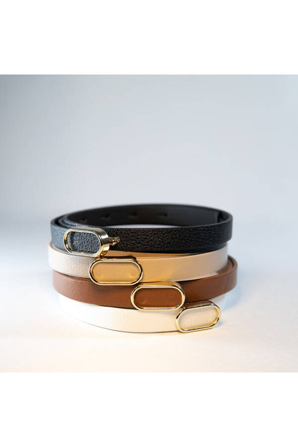 Imported Oval Gold Buckle Thin Belt, Trouser Belt, Shirt Belt, Jacket Belt - 8