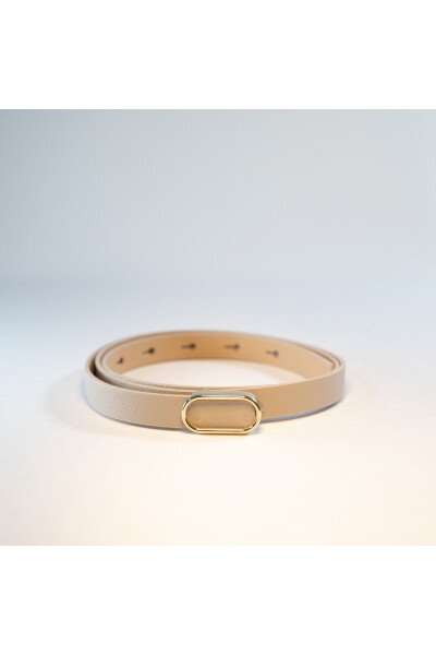 Imported Oval Gold Buckle Thin Belt, Trousers Belt, Shirt Belt, Jacket Belt - 5