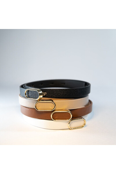 Imported Oval Gold Buckle Thin Belt, Trousers Belt, Shirt Belt, Jacket Belt - 8